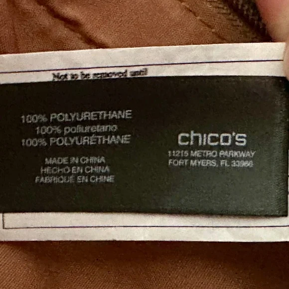 Chico's Marbled Faux Leather Large Tote Bag Blush Tan Brown Metal Chain Trim NEW - Picture 11 of 15